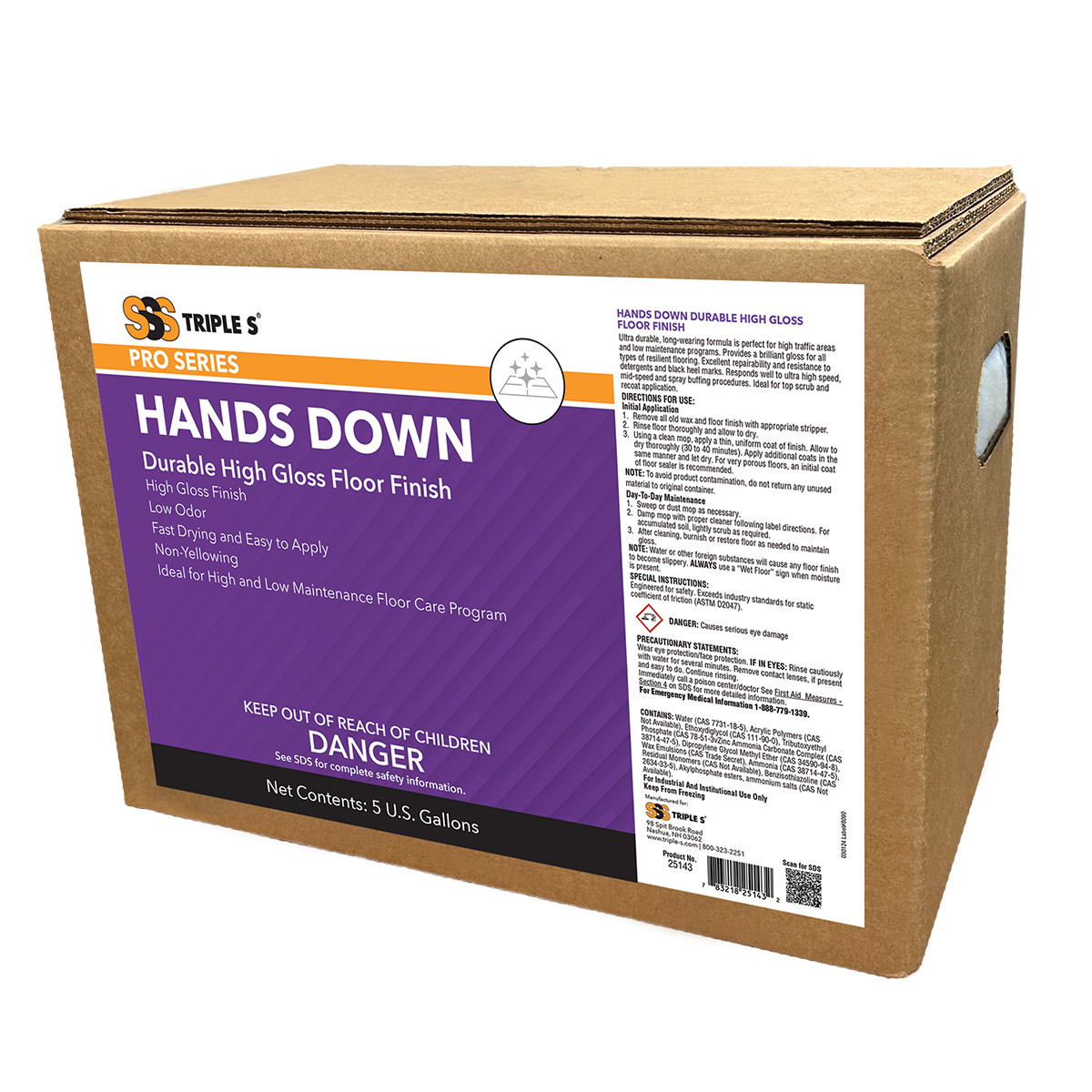 SSS Hands Down Extended Wear  Floor Finish - (5Gal 