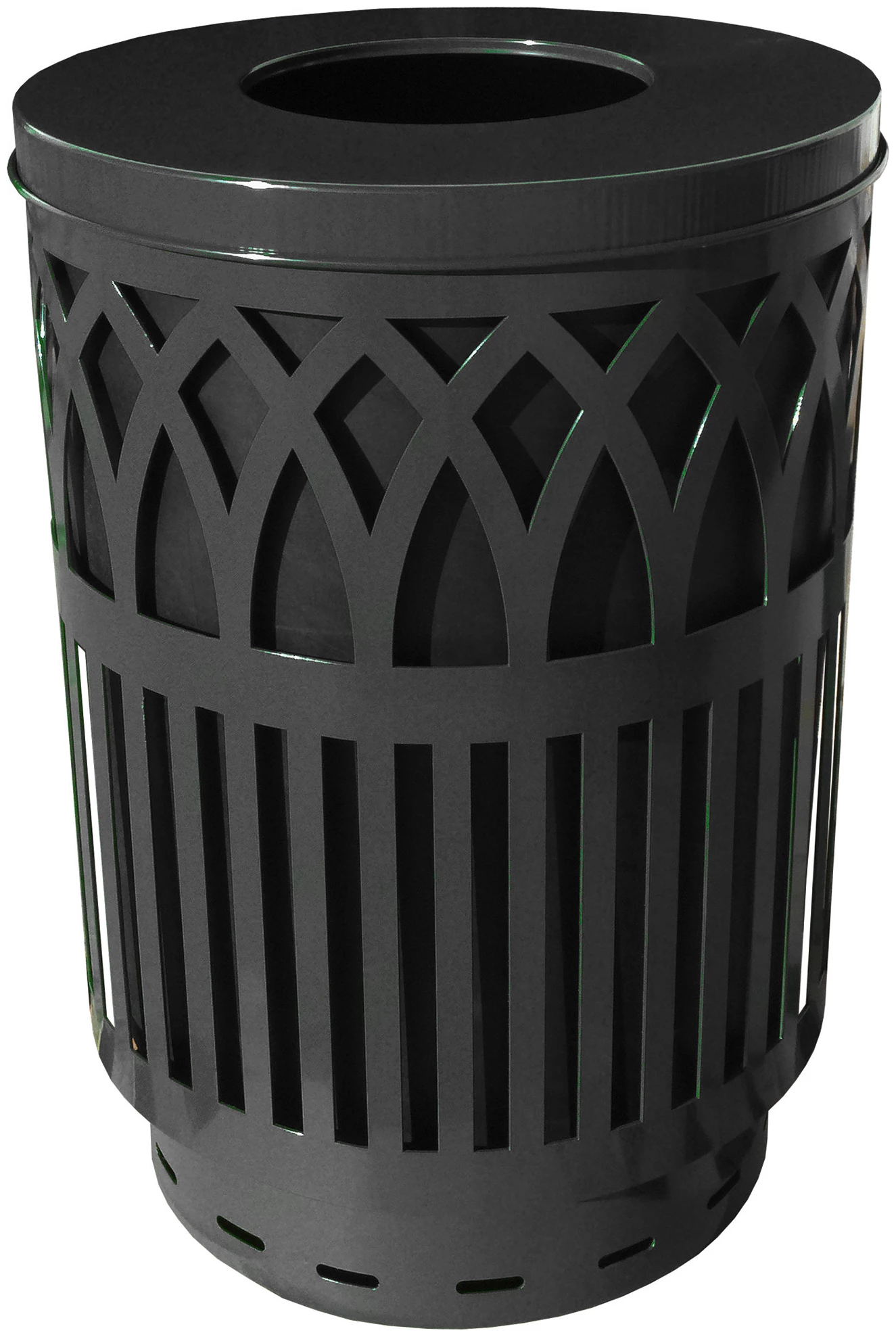 Covington Outdoor Receptacle,  Flat Top, Plastic Liner, Black