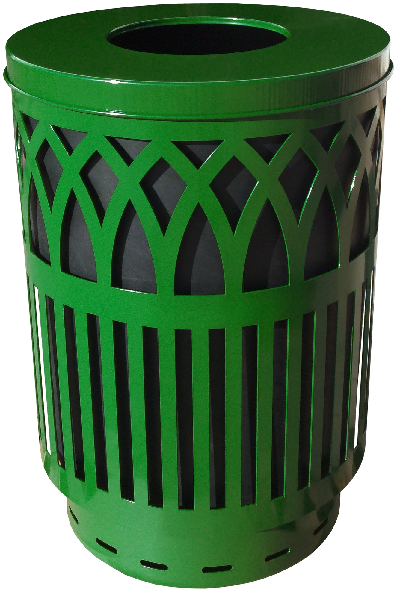 Covington Outdoor Receptacle,  Flat Top, Plastic Liner, Green 