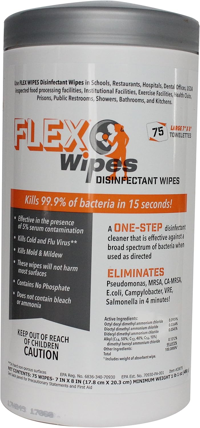 FlexWipes Disinfectant Wipes,  75ct Canister - (6/cs)